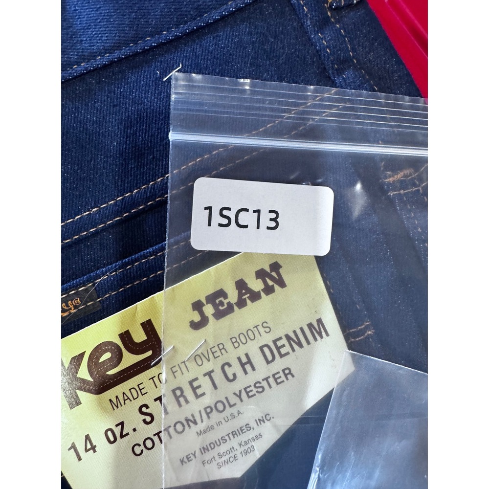 Vintage Key Industries Mens 14 oz Stretch Denim Jeans Dark Wash 33x34 USA Made